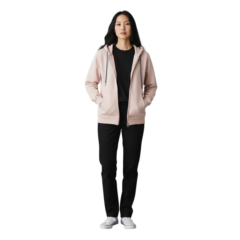 7 For All Mankind Womens Full Zip Hoodie Blush Pink French Terry Sweatshirt M